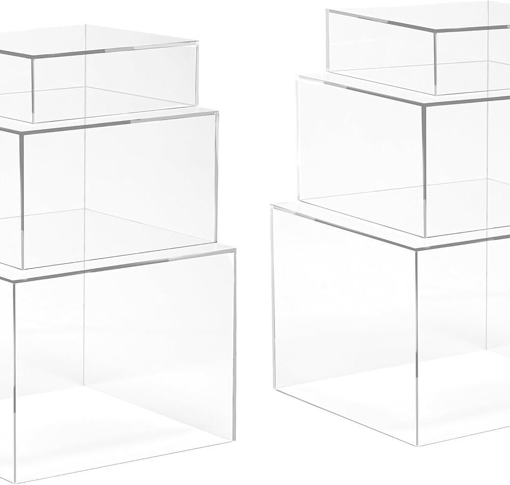 Clear Acrylic Dessert Display Risers Set 3pcs Double