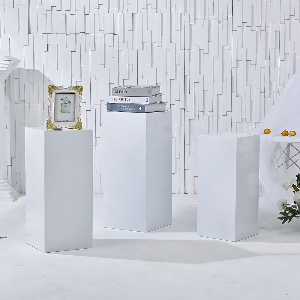White Acrylic Display Pedestal Stand Set 3pcs