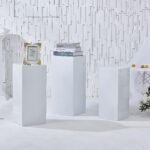 White Acrylic Display Pedestal Stand Set 3pcs