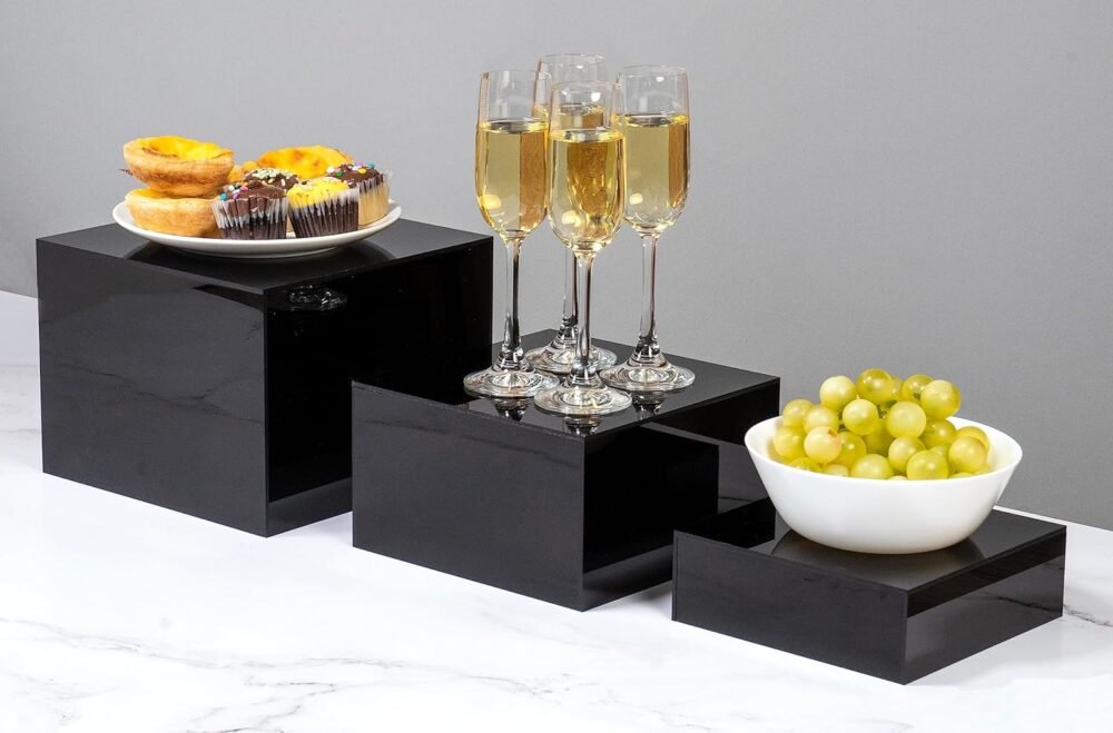 Clear Acrylic Dessert Display Risers Set 3pcs