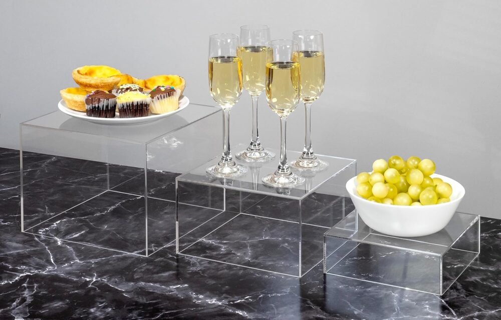 Clear Acrylic Dessert Display Risers Set 3pcs