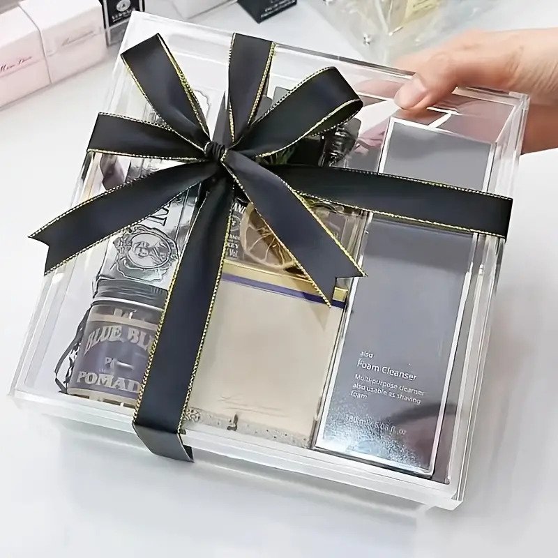Luxury Clear Acrylic Gift Box with Satin Ribbon