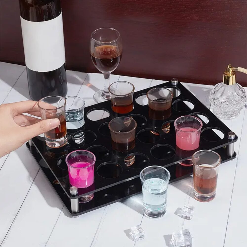 24 Hole Acrylic Short Glass Tray | Multi-Purpose Display and Storage Tray