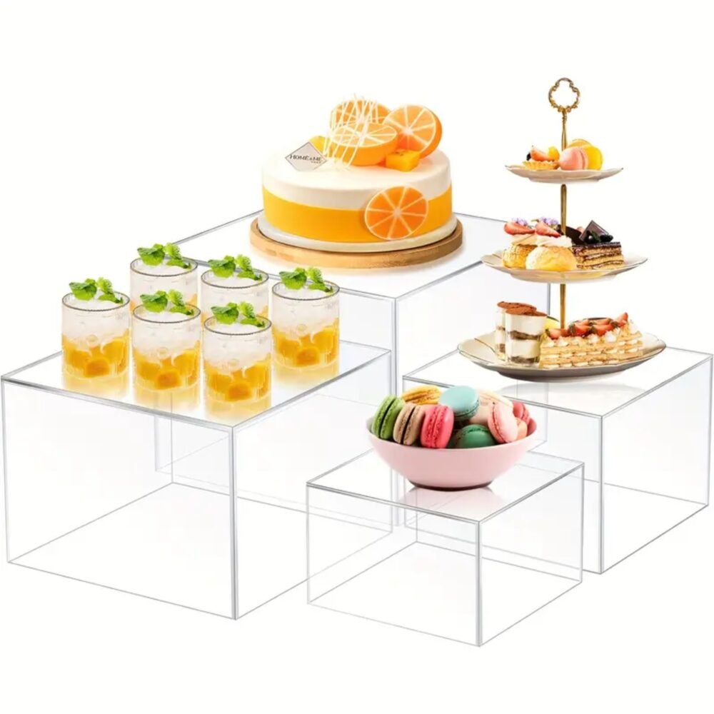 Clear Acrylic Dessert Display Risers Set 4pcs