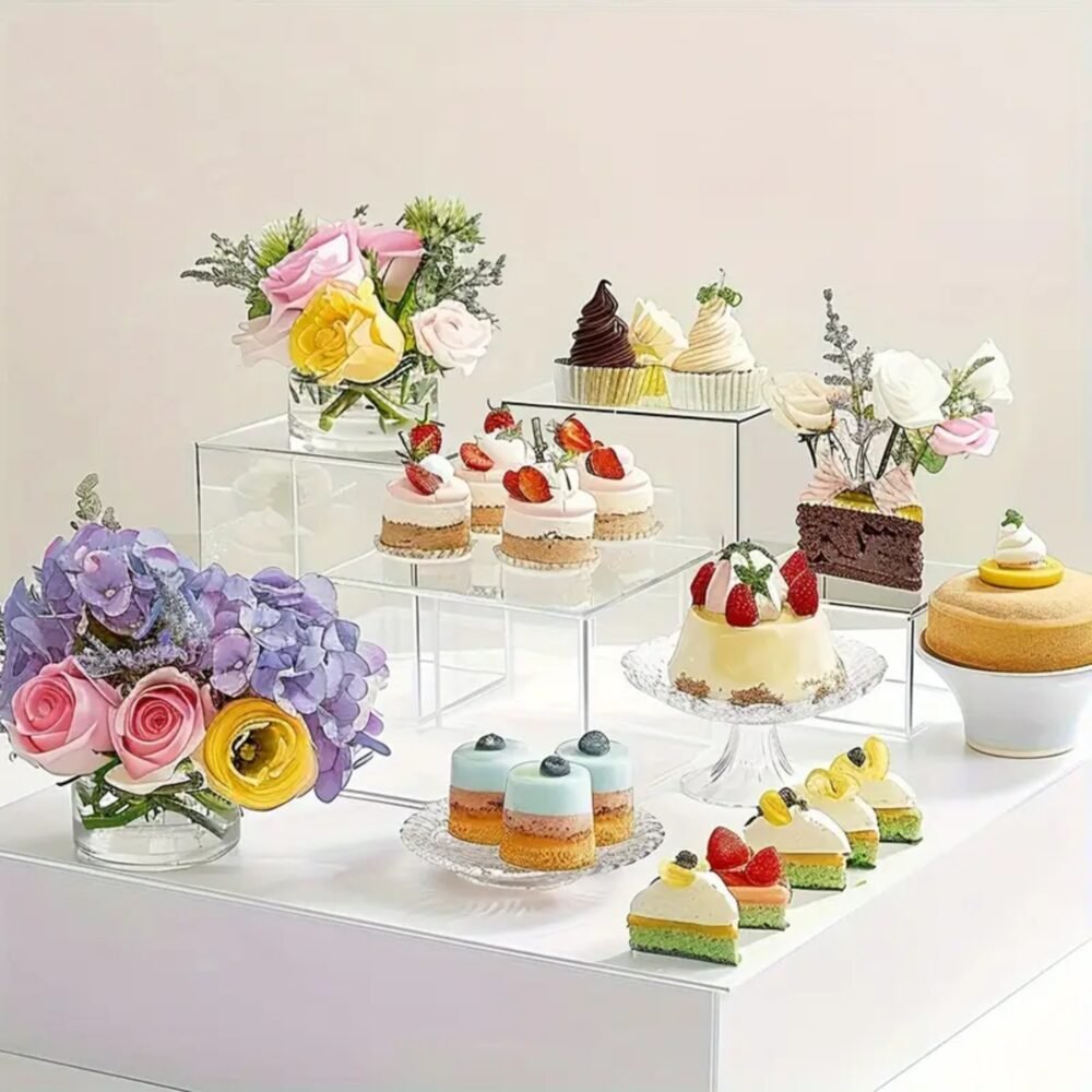 Clear Acrylic Dessert Display Risers Set 4pcs