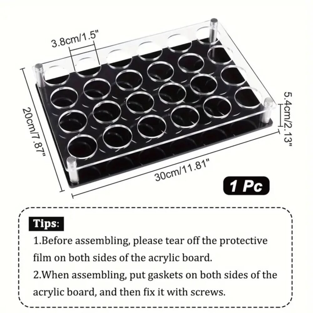 24 Hole Acrylic Short Glass Tray | Multi-Purpose Display and Storage Tray