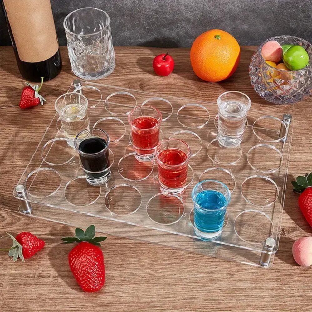 24 Hole Acrylic Short Glass Tray | Multi-Purpose Display and Storage Tray