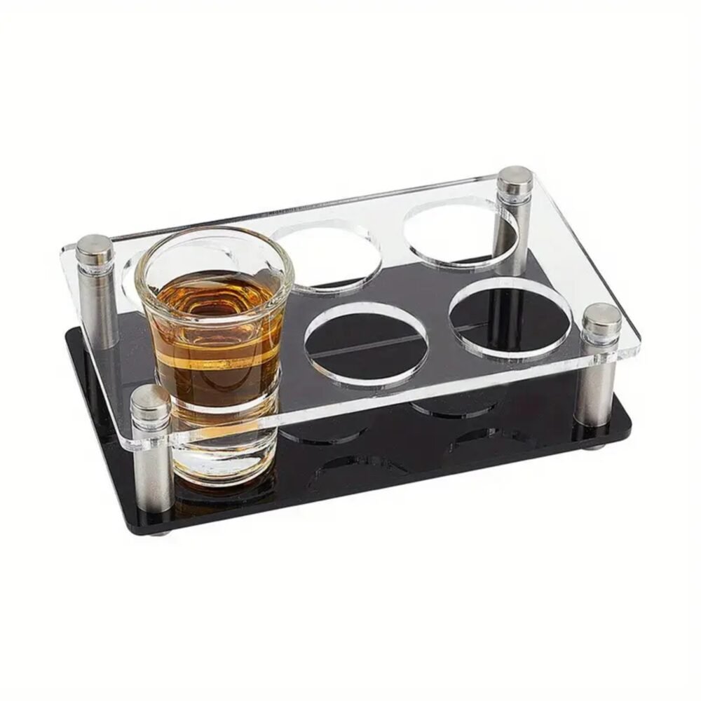 6 Hole Acrylic Short Glass Tray | Multi-Purpose Display and Storage Tray
