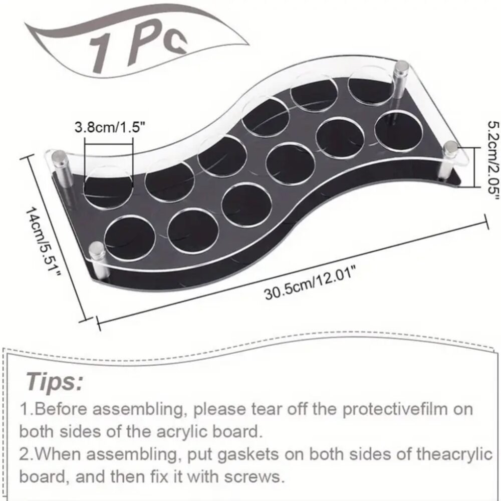 12 Hole Acrylic Short Glass Tray | Multi-Purpose Display and Storage Tray