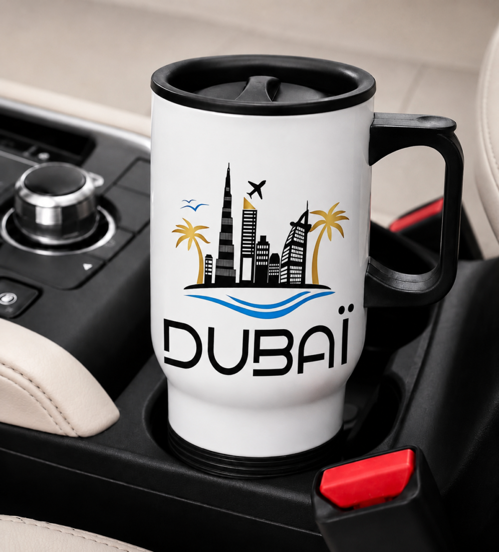 Dubai Travel Mug with Lid & Handle