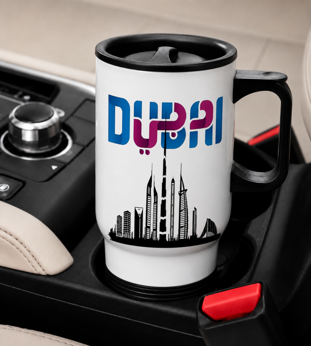 Dubai Travel Mug with Lid & Handle