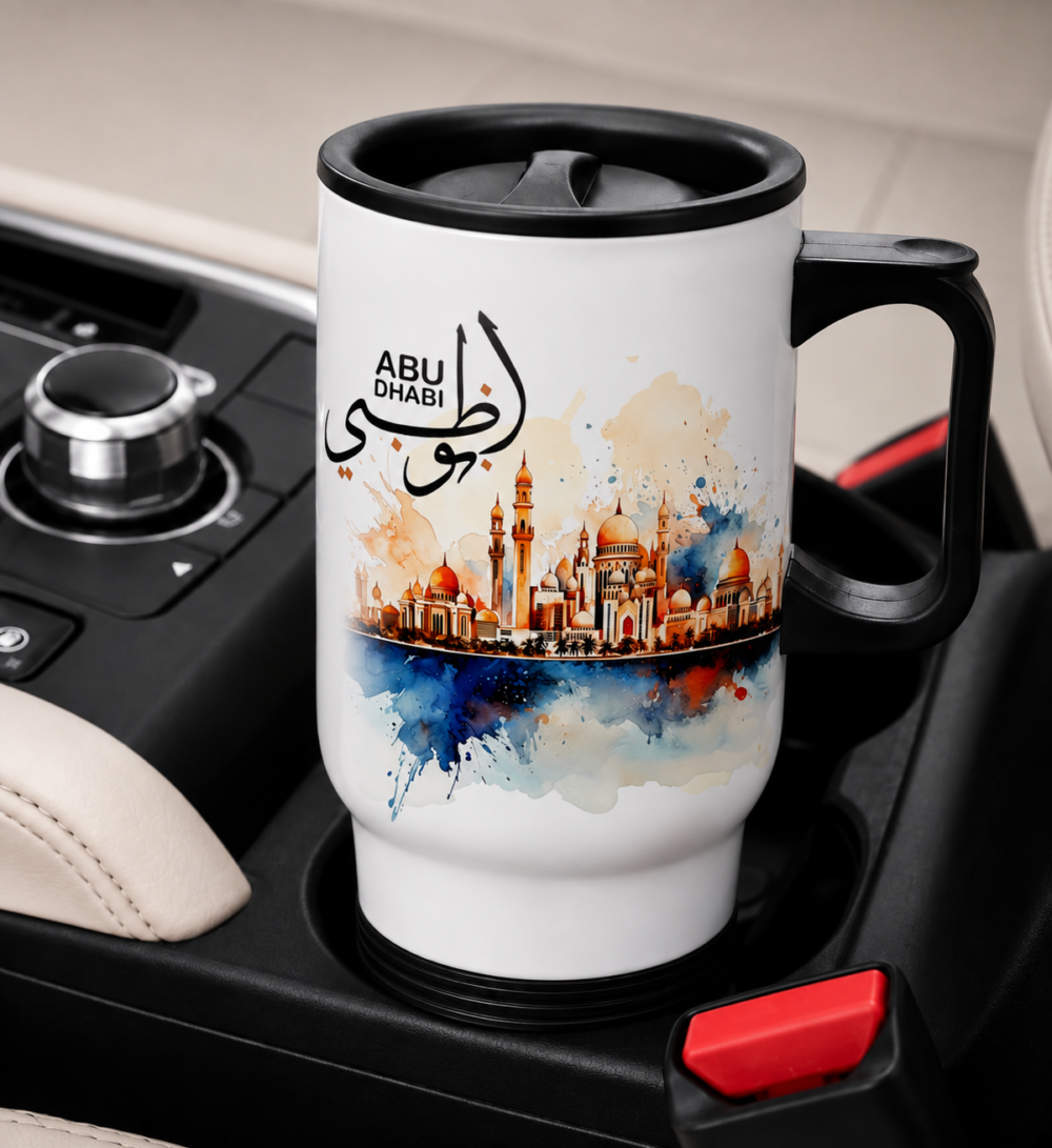 Dubai Travel Mug with Lid & Handle