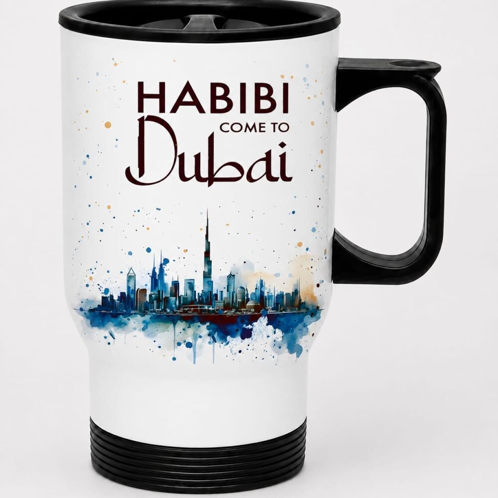 Dubai Travel Mug with Lid & Handle