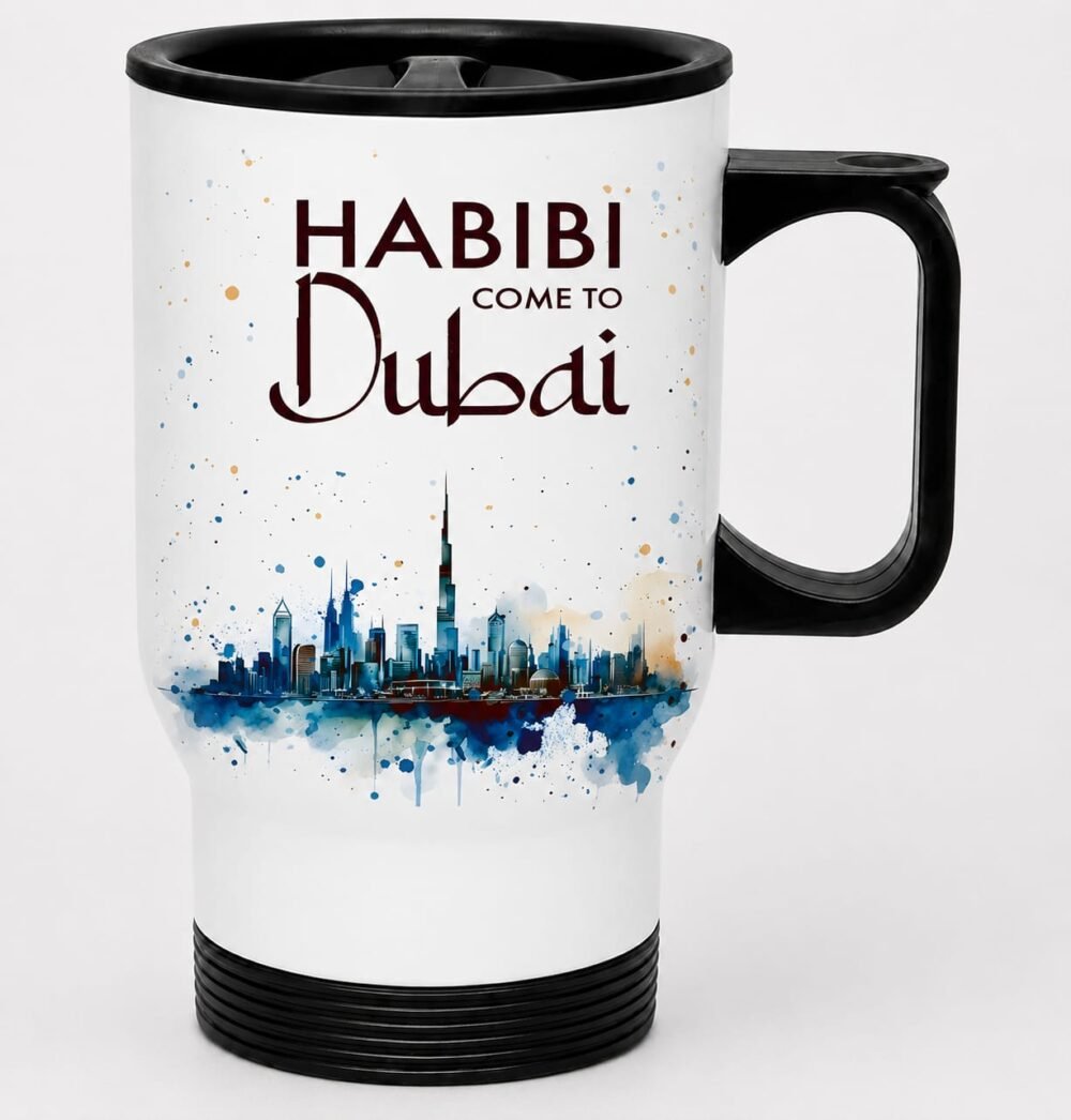 Dubai Travel Mug with Lid & Handle