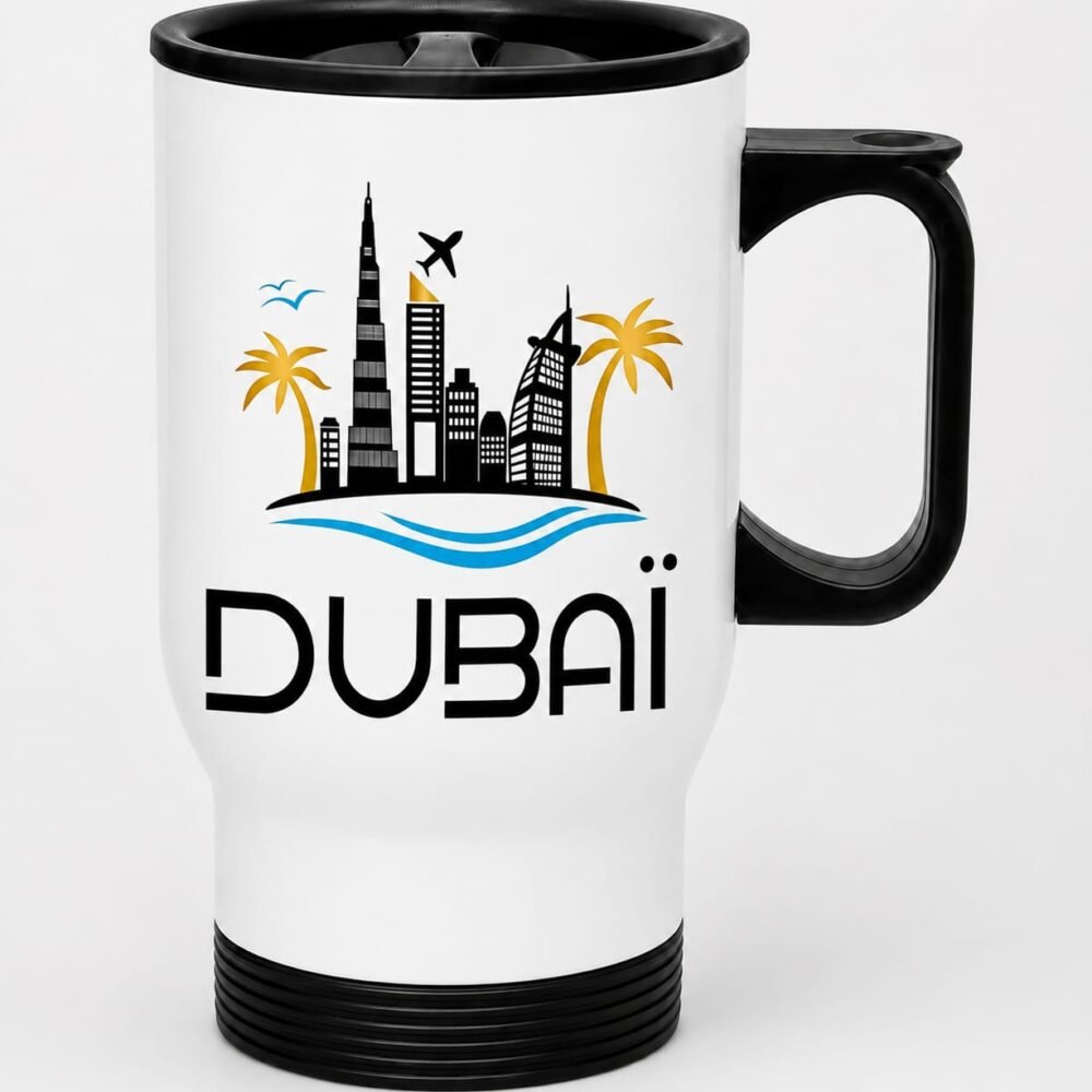 Dubai Travel Mug with Lid & Handle