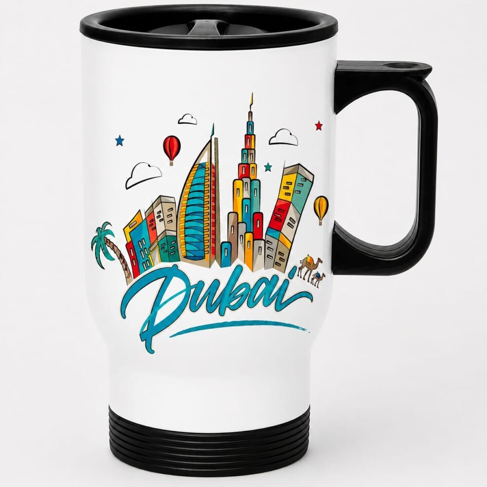 Dubai Travel Mug with Lid & Handle