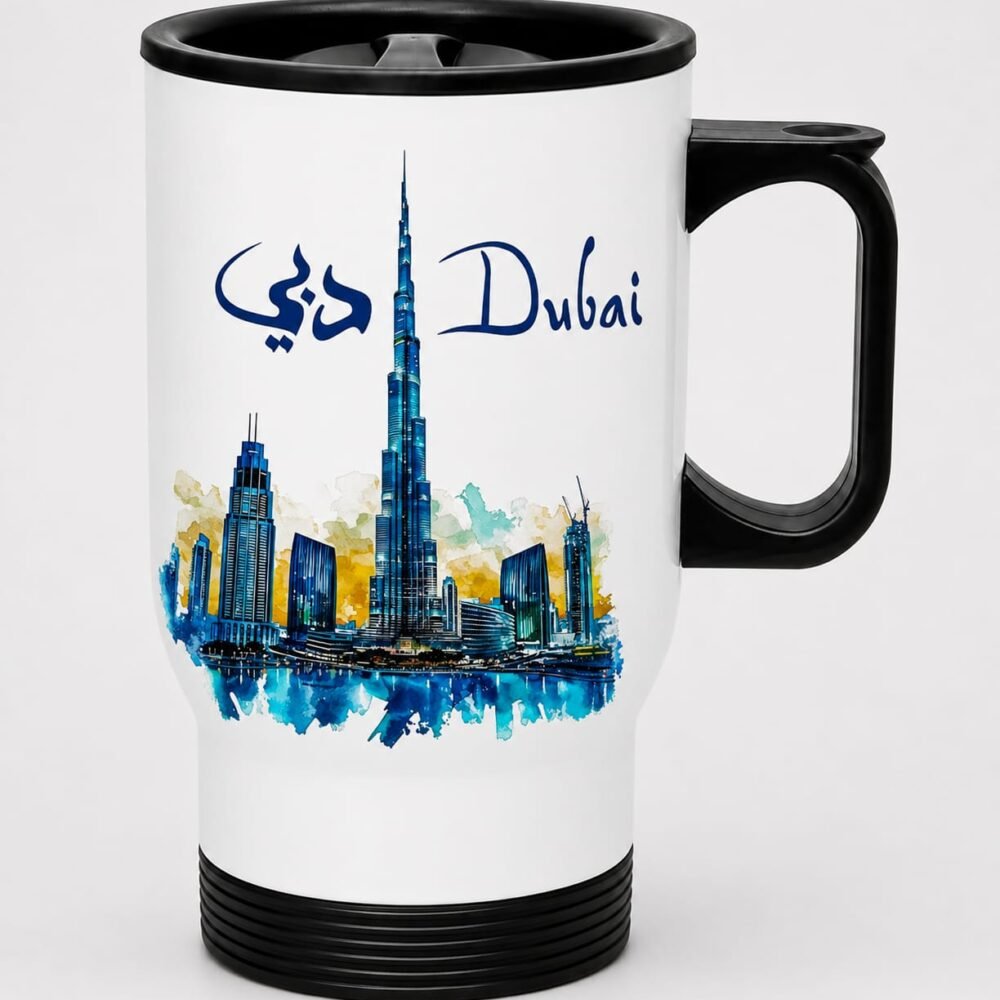 Dubai Travel Mug with Lid & Handle