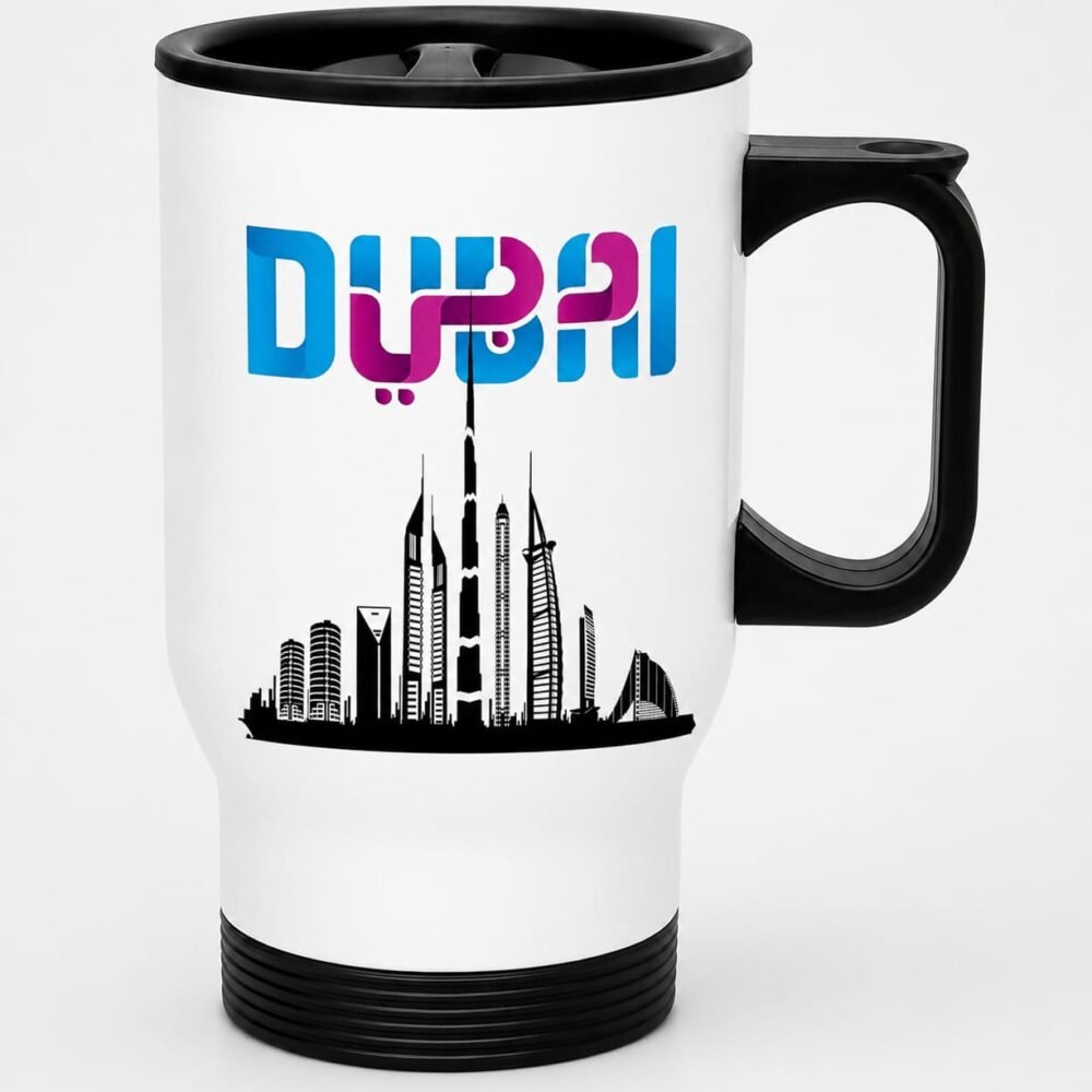Dubai Travel Mug with Lid & Handle