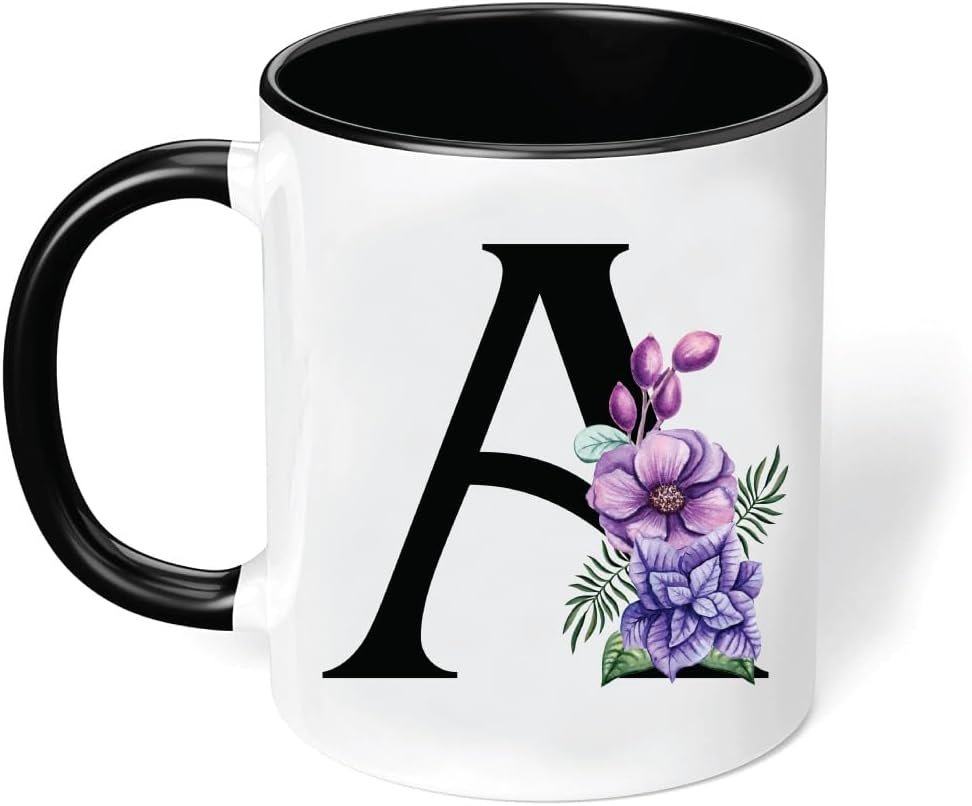 Personalized Floral Initial Mug A-Z