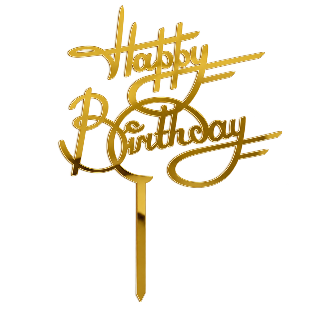 Gold Mirror Acrylic Happy Birthday Cake Topper
