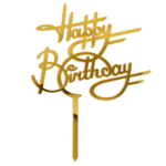 Gold Mirror Acrylic Happy Birthday Cake Topper