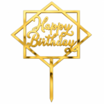 Gold Mirror Acrylic Happy Birthday Cake Topper