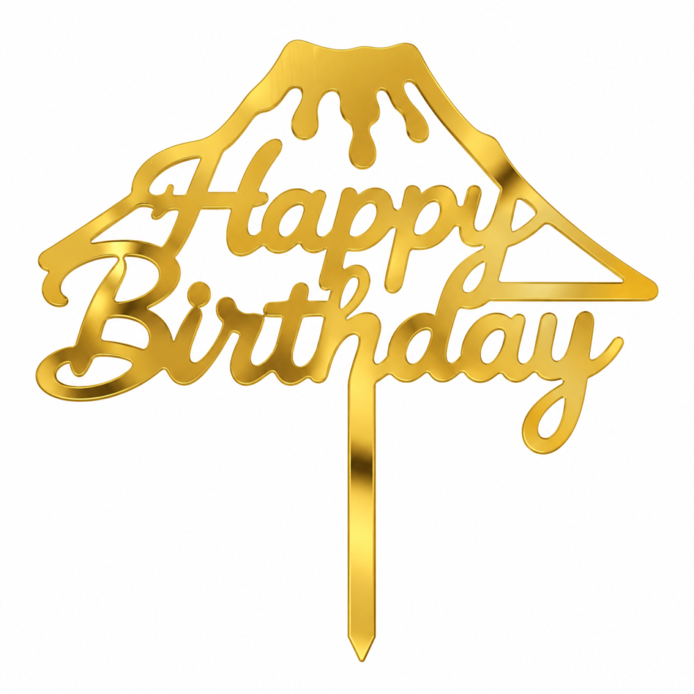 Gold Mirror Acrylic Happy Birthday Cake Topper