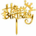 Gold Mirror Acrylic Happy Birthday Cake Topper