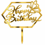 Gold Mirror Acrylic Happy Birthday Cake Topper