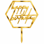 Gold Mirror Acrylic Happy Birthday Cake Topper