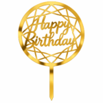 Gold Mirror Acrylic Happy Birthday Cake Topper