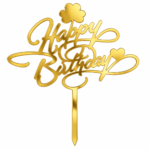 Gold Mirror Acrylic Happy Birthday Cake Topper