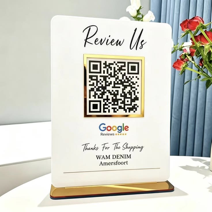 Temu _ Tablero de exhibición de para escaneo personalizable con texto e imágenes personalizadas, revisión de firma de código y base de oro personalizada_