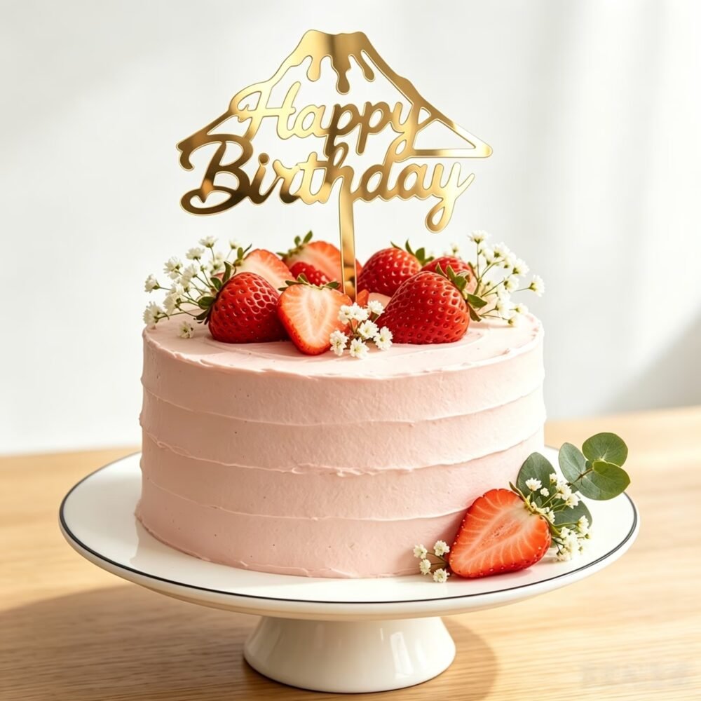 Gold Mirror Acrylic Happy Birthday Cake Topper
