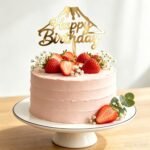 Gold Mirror Acrylic Happy Birthday Cake Topper