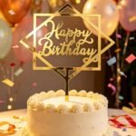 Gold Mirror Acrylic Happy Birthday Cake Topper