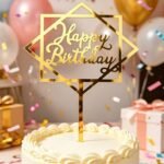 Gold Mirror Acrylic Happy Birthday Cake Topper