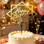 Gold Mirror Acrylic Happy Birthday Cake Topper
