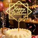 Gold Mirror Acrylic Happy Birthday Cake Topper