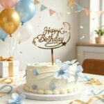 Gold Mirror Acrylic Happy Birthday Cake Topper