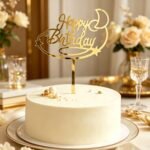 Gold Mirror Acrylic Happy Birthday Cake Topper