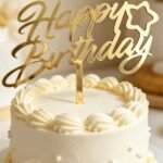 Gold Mirror Acrylic Happy Birthday Cake Topper