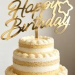 Gold Mirror Acrylic Happy Birthday Cake Topper