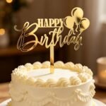 Gold Mirror Acrylic Happy Birthday Cake Topper