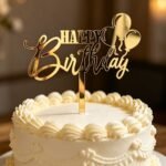 Gold Mirror Acrylic Happy Birthday Cake Topper