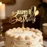 Gold Mirror Acrylic Happy Birthday Cake Topper