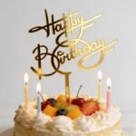 Gold Mirror Acrylic Happy Birthday Cake Topper
