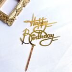 Gold Mirror Acrylic Happy Birthday Cake Topper