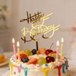 Gold Mirror Acrylic Happy Birthday Cake Topper