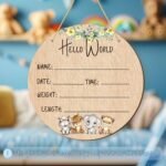 Baby Birth Announcement Plaque, Newborn Baby Name Sign